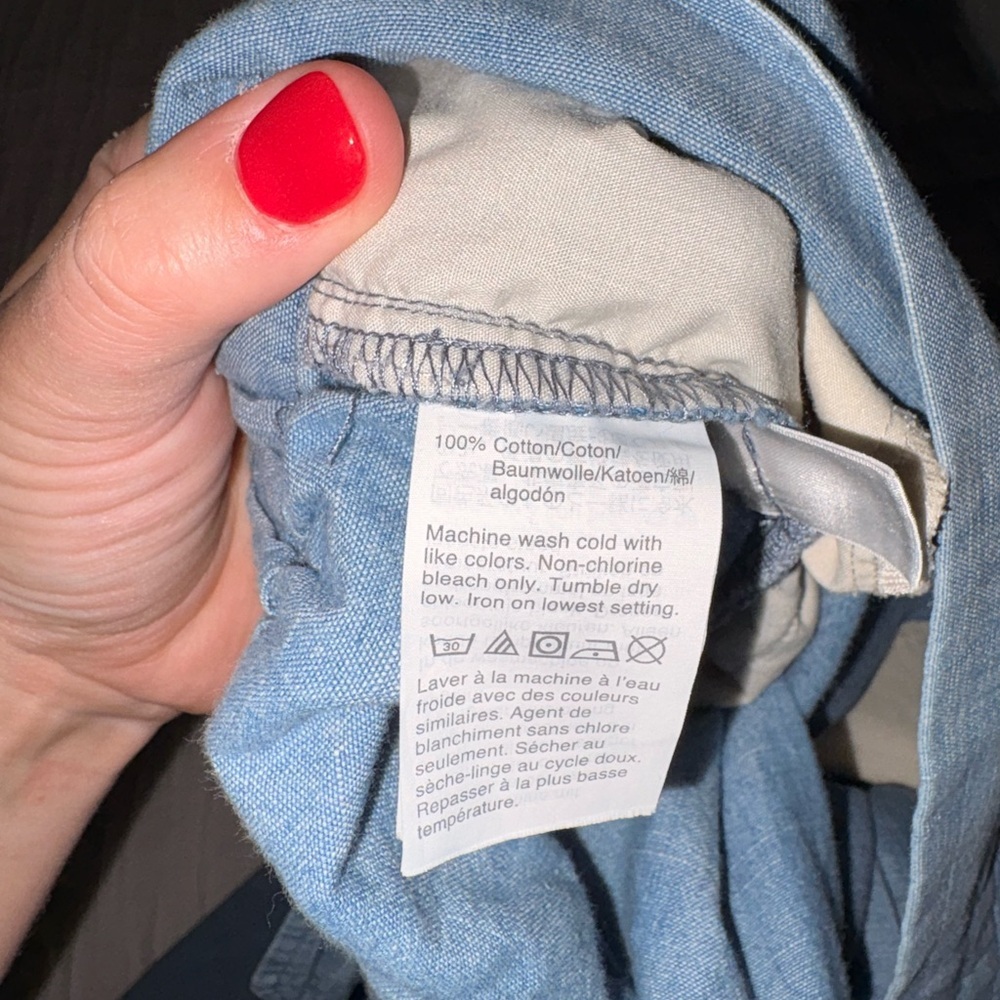 J. Crew Blue Chambray Bow cotton lightweight Flare Wide Leg Goucho Pants 10 - Picture 6 of 7